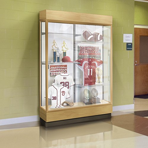 Waddell Heritage White Back Display Case, 48W by 70H by 18"D, Hardwood Walnut Finish