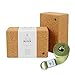 Yoga Blocks and Strap Set, Cork Yoga Blocks 2 Pack with Cotton Yoga Strap, Professional Quality Props