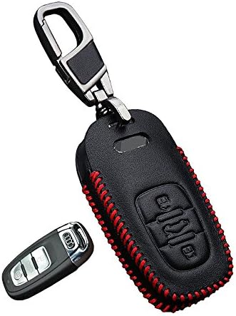 Genuine Leather smart case cover for Audi key chain fit A3 A4 A5 A6 Q3 Q5 Q7 C5 C6 B6 B7 B8 TT 80 S6 A6 C6 accessories holder bag(remote 3buttom)