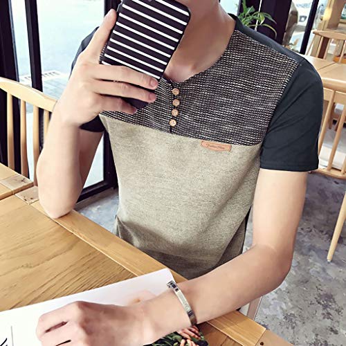 2 LUCAMORE+Short+Sleeve+T+Shirts+Contrast+Stitching