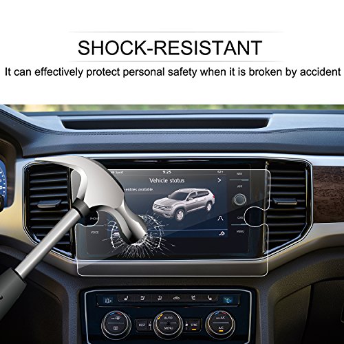 LFOTPP 2018 Volkswagen Atlas 8 Inch Tempered Glass Car Navigation Screen Protector, [9H] Infotainment Screen Center Touchscreen Protector Anti Scratch High Clarity
