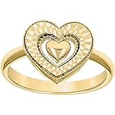 Jewels By Lux 14kt Yellow Gold Womens Heart in Heart Bridal Anniversary Engagement Wedding Ring