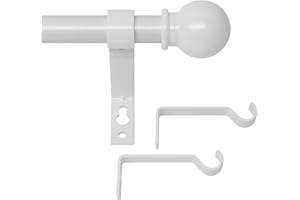 GSBLUNIE White Curtain Rods for Windows 28 to 48 Inch, Heavy Duty Curtain Rod Set with Brackets, Decorative Adjustable Curtain Rods for Bedroom, Living Room, 5/8" Metal Drapery Rod