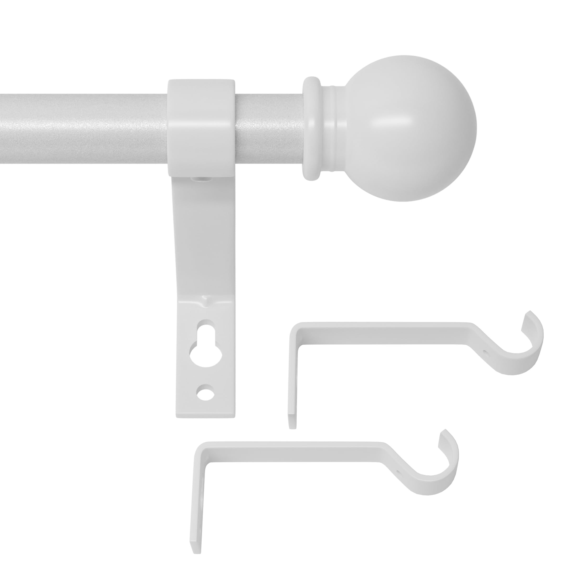 Photo 1 of White Curtain Rods for Windows 28 to 48 Inch, Heavy Duty Curtain Rod Set with Brackets, Decorative Adjustable Curtain Rods for Bedroom, Living Room, 5/8" Metal Drapery Rod