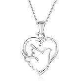 Aeravida Holy Spirit Dove of Love and Peace .925 Sterling Silver Pendant Necklace | Bird Necklace Women Jewelry | Angle Necklace | Summer