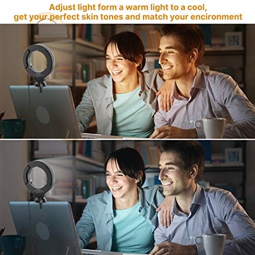 Portable clip-on LED light for laptop computers, providing gentle illumination for video calls or typing in dim lighting environments.