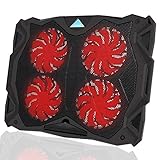 Tenswall Laptop Cooling Pad, Portable Ultra-Slim Quiet Laptop Notebook Cooler Cooling Pad Stand with 4 USB Powered Fans, Fits 11-17 Inches