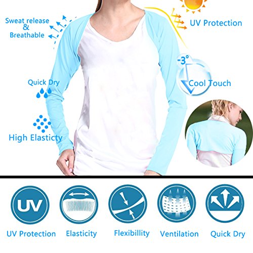 MING & HUA Women Golf Cooling Shawl - Premium Lycra, Breathable Ladies Arm Sleeve Shrug- MHï¼ˆXL,Blueï¼‰