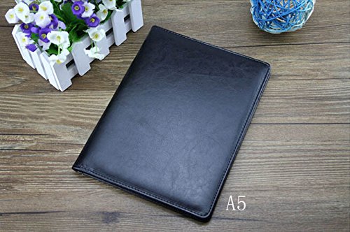 Young-lin(TM) Leather Writing Portfolio Padfolio, Presentation Folder, Business Case with Inserted Note Pad and Folder for Documents (A5 Black)
