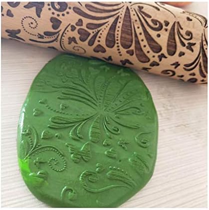 Sansee Christmas Rolling Pin, Wooden Engraved Rolling Pins, Embossed Rolling Pin Patterned Roller Kitchen Tool for Fondant Cake Dough Biscuit,Baking Housewarming Gift Baking Cookies Biscuit