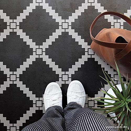 Onward Tile Stencil - Modern Stencil - Moroccan Stencil - Floor Stencil - Tile Floor Design - Floor Tile Pattern - Wall Stencil - Wall Painting Stencil - Floor Painting Stencil - Stenciled Tiles