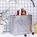 Gesodant Bling Glossy Glitter Durable Reusable Grocery Bag Handles Medium Non-woven Fashionable Gift Goodies Shopping Bag Totes Set Of 12 (Silver)