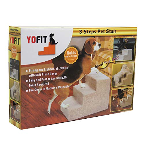 YOFIT Doggy Steps NonSlip 3 Steps Pet Stairs,Holds Up to 50 lbs