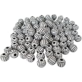 12mm Round Volleyball Beads for Bracelets, Acrylic Small Print Sports Pony Loose Ball Bead, Handmade Spacer Focal Beads for DIY Craft Keychain Necklaces Earrings Jewelry Making (100 Pack)