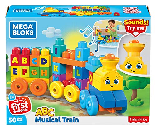 Mega Bloks ABC Musical Train Building Set, 50 pieces (Renewed)