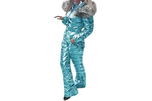 Aurgelmir Women Winter One Piece Ski Suit Fur Collar coat Ski Jumpsuit Snowsuit