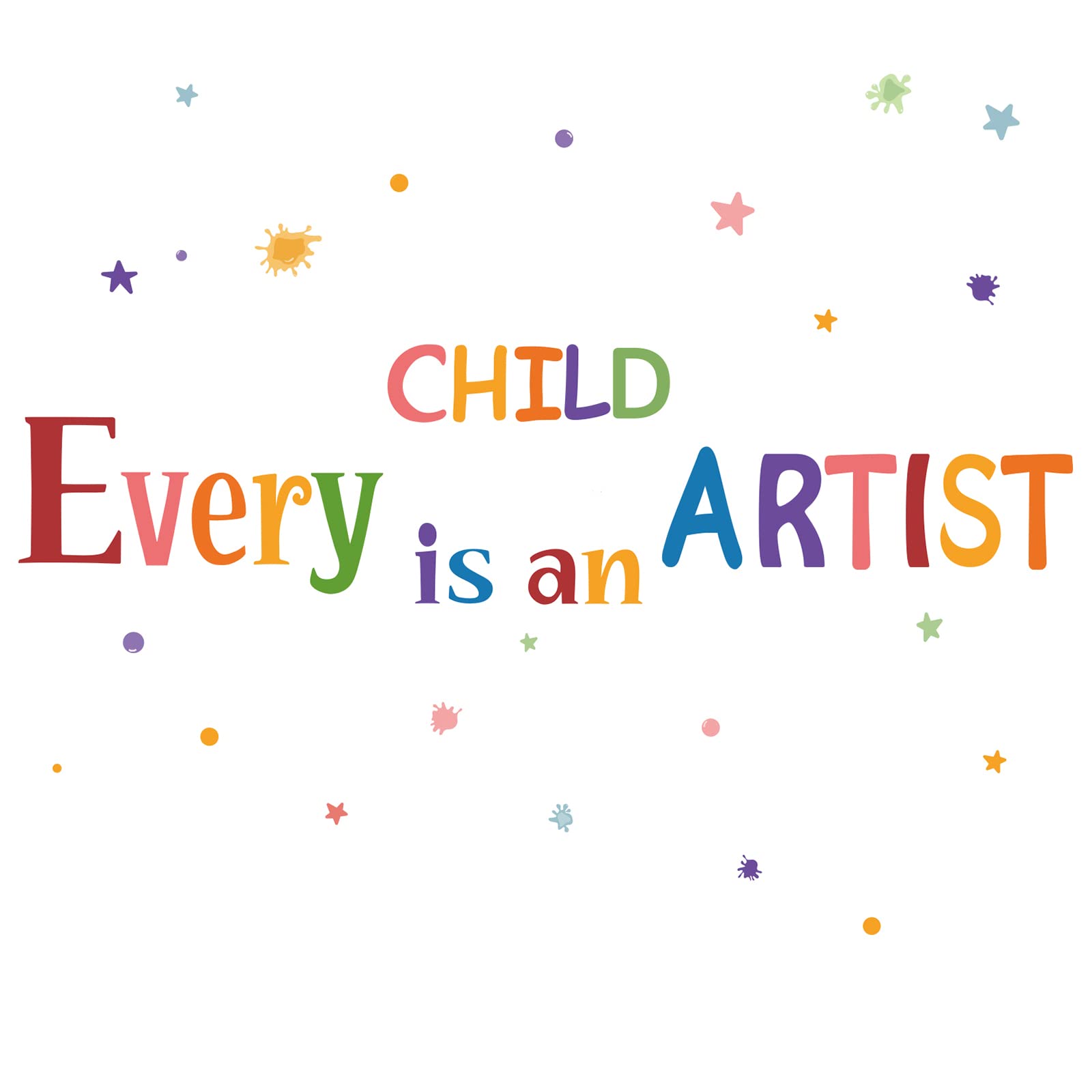 SUPERDANT Colorful Wall Stickers Every Child is an Artist Vinyl Wall Decor Inspirational Motivational Quotes Wall Decals Removeable Wall Decor for Home Classroom Back to Schcool Decoration