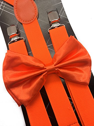 Fashion Neon Orange Color Wedding Accessories Adjustable Bow Tie & Suspenders