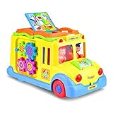 KATUMO Intellectual Musical School Bus Toy, Learning Educational Toys for Baby & Toddles, Electronic Toy Car Multiple Games with Lights and Sounds for 1 2 3 Year Old Boys and Girls