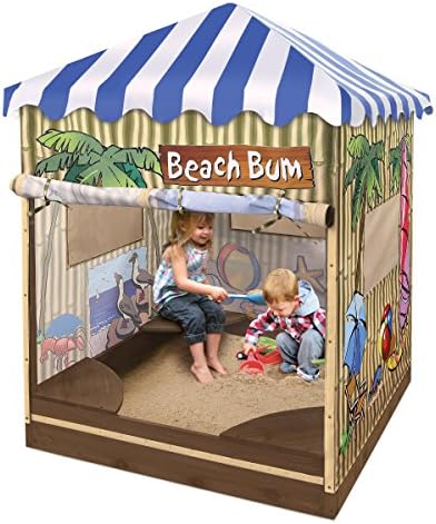 Most Popular Kids Children Outdoor Backyard Covered Canopy Sandbox Playhouse Activity Center Toys- The Perfect Year-Round Beach Adventure- Sturdy Solid Wood Construction- UV Resistant- Water Resistant