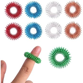 Special Supplies Spiky Sensory Finger Acupressure Ring Set (Pack Of 10) Cool Hand Fidget Toy For Kids Teens & Adults Silent Stress Reducer & Massager - Helps With Focus ADHD & Autism