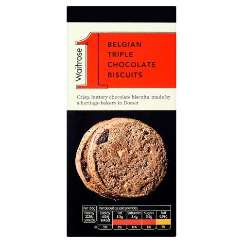 Waitrose1 Belgian Triple Chocolate Biscuits 125g