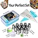 Zaxedo SYNCHKG121507 Russian Piping Tips Russian Nozzles for Cake Cupcake Icing Decorating Piping Tips 27-Pcs Russian Tips Set Cake Frosting Tips Kit (12 Russian Piping Tips Leaf Tip 2 Couplers Pastry Bags) Storage Box