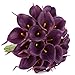 Luyue Calla Lily Bridal Wedding Bouquet Head Lataex Real Touch Flower Bouquets Pack of 20 (Dark purple)