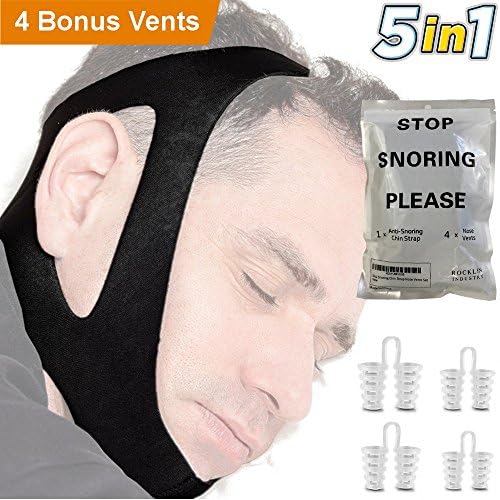 Stop Snoring Please | Anti-Snoring Set | Adjustable Chin Strap + Four Snore Nose Vents - Funny and Helpful Packaging!