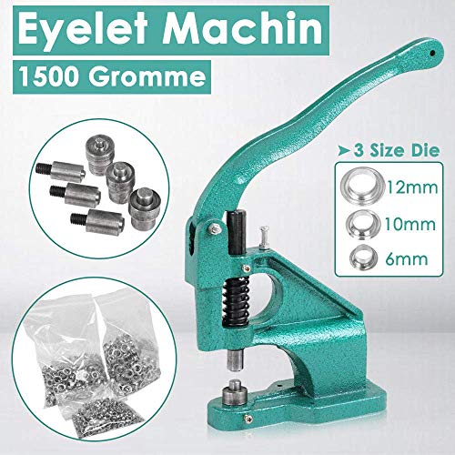 Hand Press Grommet Machine Kit - 3 Dies & 900 Grommets, Table Mount Eyelet Tool For Banners, Bags, Crafts - View #7