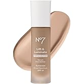 No7 Lift & Luminate Triple Action Serum Foundation - Calico - Liquid Foundation Makeup with SPF 15 for Dewy, Glowy Base - Radiant Serum Foundation for Mature Skin (30ml)