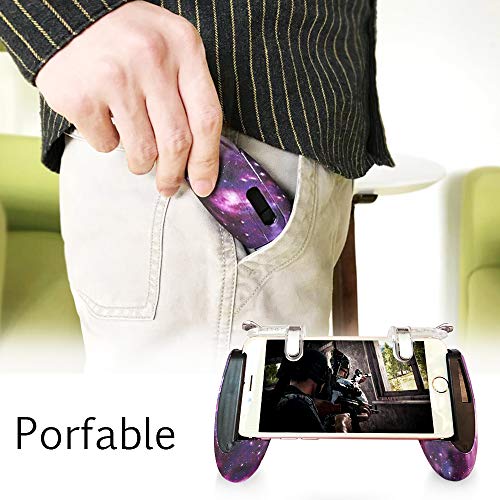 Mobile Game Controller Android Gamepad Phone Aim Controller Fight Joystick for iOS Joypad Phone Work with Phone Case (Phone Triggers and Star Game Handle, Clip)