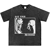Retro AOT T-Shirt Eat Your Protein Shirt Japanese Anime Pattern Tee