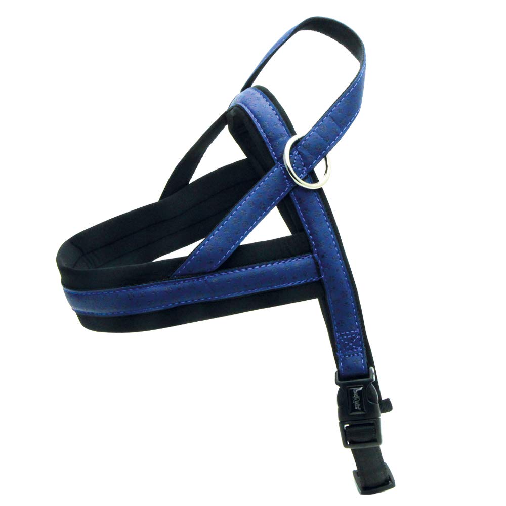 Croci My Lord Adjustable Swedish Leather Harness, 53-66 mm x 40 mm, Navy Blue