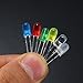 LED Light Emitting Diodes, Elfeland 300x5mm Colored / Clear / Milky 2pin Round Head LED Yellow Red Blue Green White Assorted LED Kit for Arduino DIY (5 colors x 60pcs)