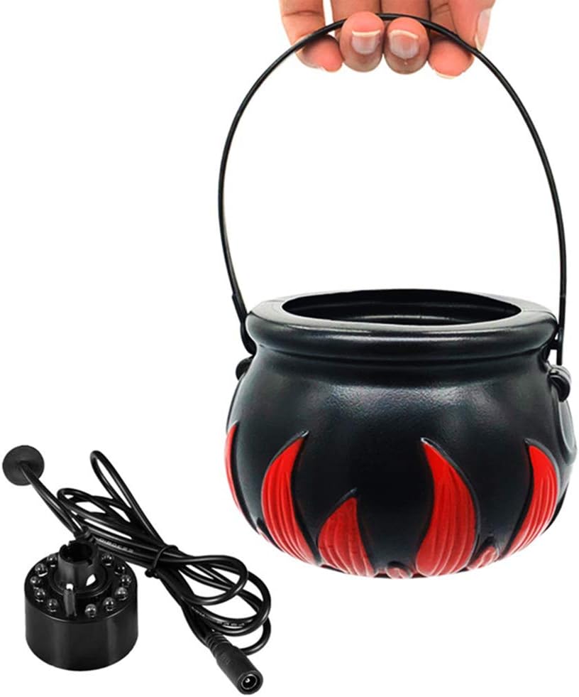 Sjadp06X Halloween Witch Cauldron Pot and 12LEDs Color