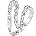 BOHG Jewelry Womens 925 Sterling Silver Plated Cubic Zirconia CZ Fashion Wave Eternity Ring Wedding Band