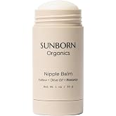 Sunborn Organics Nipple Balm | Nursing-Safe Lanolin-Free Nipple Cream with 3 Edible Ingredients for Sore or Cracked Nipples | Safe for Baby, No Wipe-Off, Third-Party Tested | Made in USA
