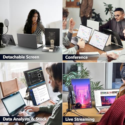 Triple Screen Laptop Monitor Extender - 16-inch FHD 1200P Plug & Play Portable Monitor for Laptop Screen Extender 235° Rotation for Work/Travel/Conference/Study