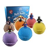 Organic Bath Bombs with SUPERHERO TOYS INSIDE for Kids - Natural and Safe Bath Bombs with Essential Oils - Surprises Inside - Great Gift Set for Boys and Girls