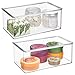 mDesign Stackable Plastic Bathroom Storage Box, Hinge Lid, Container for Organizing Soap, Body Wash, Shampoo, Conditioner, Hand Towels, Hair Accessories, Lumiere Collection, 2 Pack, Clear