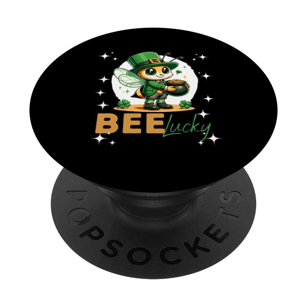 Cute Bee St Patricks Day Irish Shamrock St patty PopSockets Swappable PopGrip