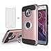 Phone Case for Motorola Moto X4 with Tempered Glass Screen Protector Cover Magnetic Ring Holder Stand Kickstand Cell Accessories MotoX4 X (4th Generation) 4X 4 Gen Android One XT1900-1 Women Rose Gold