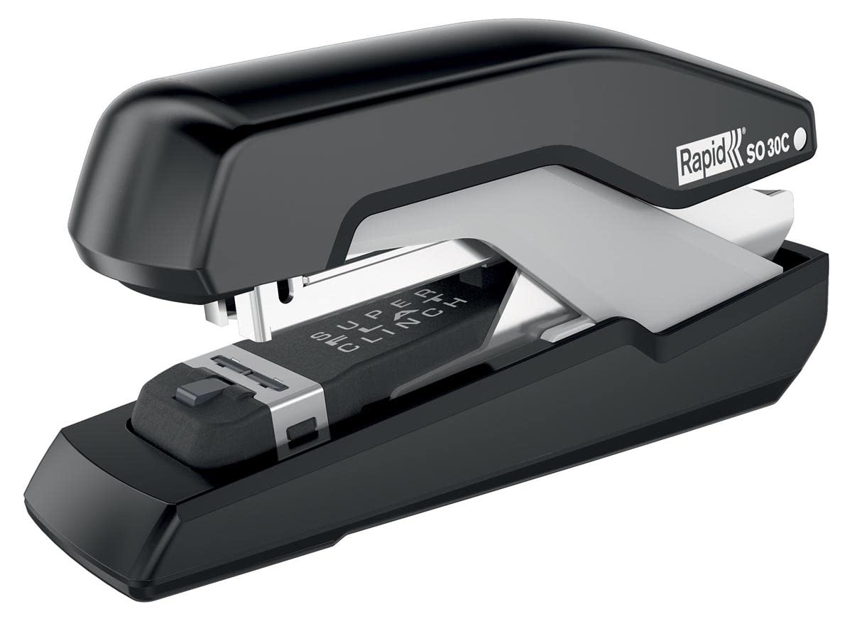 Rapid Supreme Omnipress SO30c Half Strip Stapler, 30 Sheet Capacity, Compact Design, Low Effort Stapling, Includes Staples, Black/Grey, 5000549