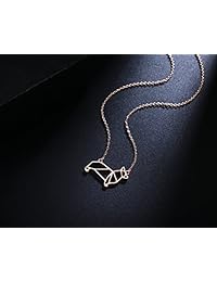 Collar Rosa Vila Corgi, collar Corgi Origami, regalo Corgi perfecto para los amantes de los perros, joyería para las mujeres, collares para los amantes de los Corgis, regalos para los amantes de los Corgi, aleación, Dorado Rosa, x