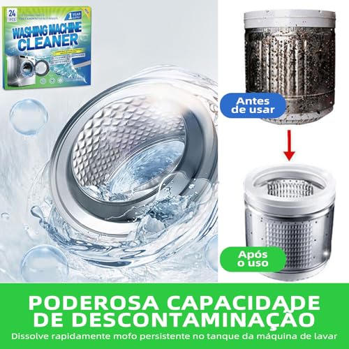 Limpa Maquina de Lavar Roupas, 48 Pastilha Limpar Maquina de Lavar Roupa, Limpeza Profunda Antiodor, Remove Resíduos e Prolonga a Vida da Lavadora
