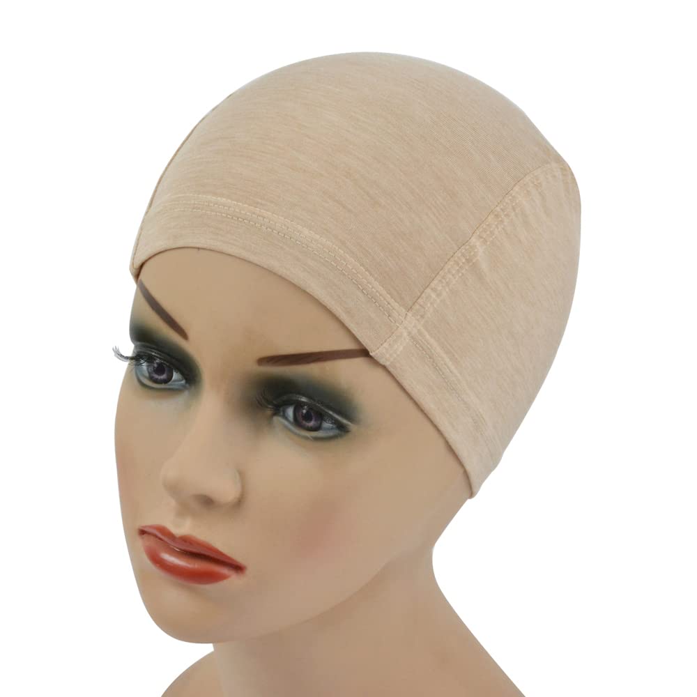 1pc Bamboo Fiber Wig Cap to Hold Wig in Place Elastic Wig Cap for Women Wig Making (Light Brown)