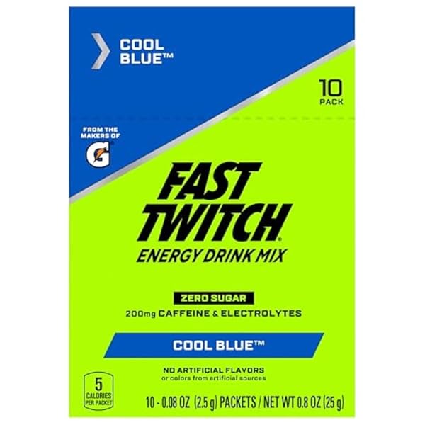 GATORADE, FAST TWITCH ENERGY DRINK MIX COOL BLUE, 10 PACKETS, 0.9 OUNCE