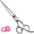Straight Dog Grooming Scissors 8.0'' Long Large Dog Shears for Grooming Poodle Large Dog Pet Japanese 440C Stainless Steel Dog Scissors Super Sharp(8.0'',Straight)