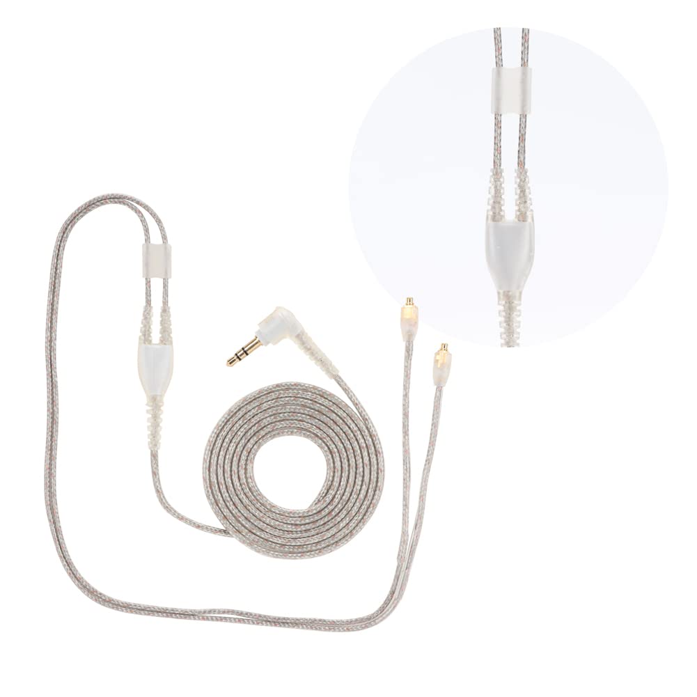 Mmcx Cable, Se215 Se425 Se535 Se846 Ue900(Black in Ear Monitor Headphone Replacement Wire Without Microphone) Braided Headphone Wire Fit for (transparent wheat free)